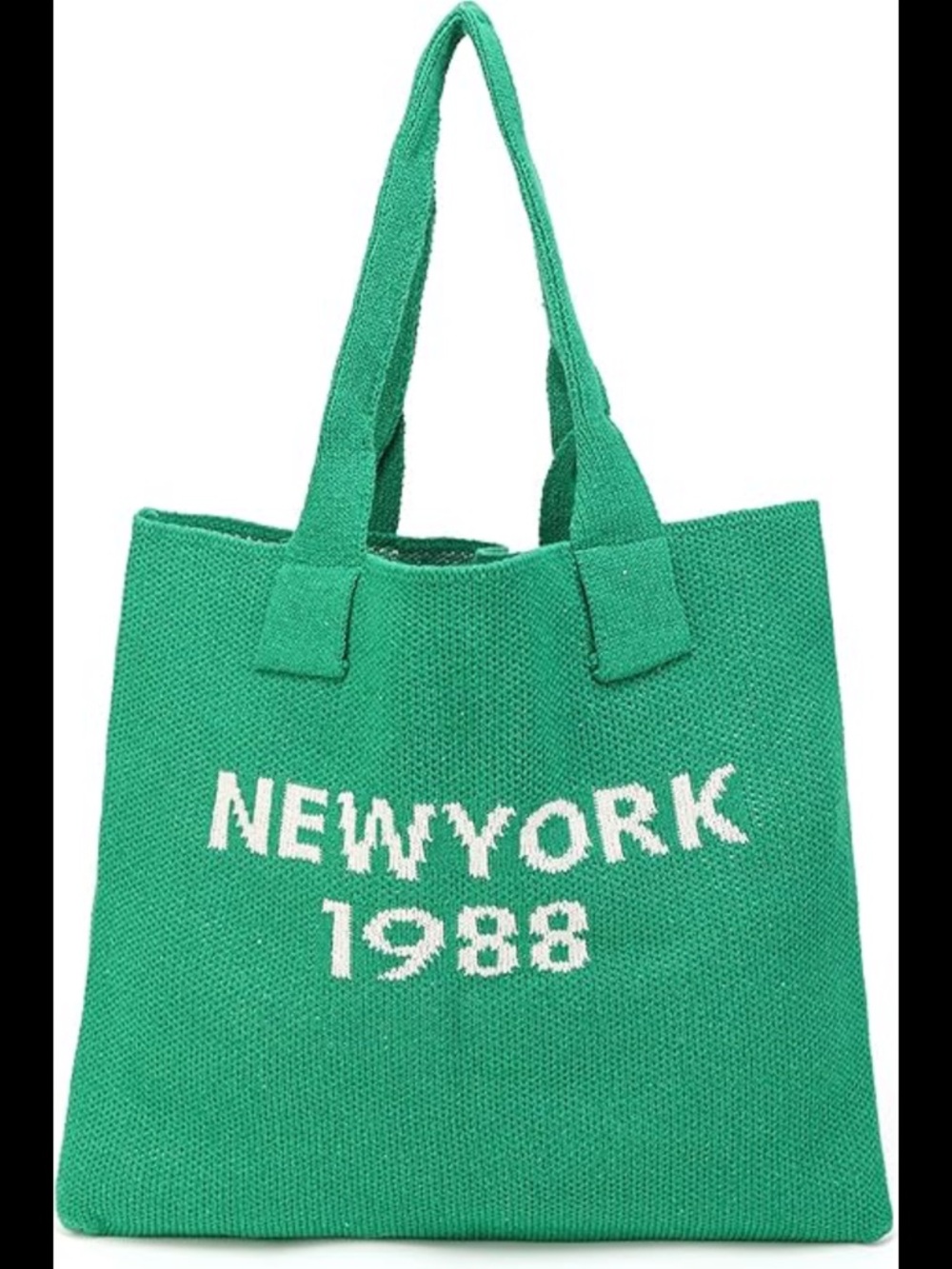 Green 'New York 1988' Women's Knit Tote Bag